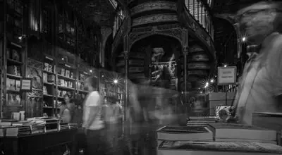 Bookshop interior with shelves of books