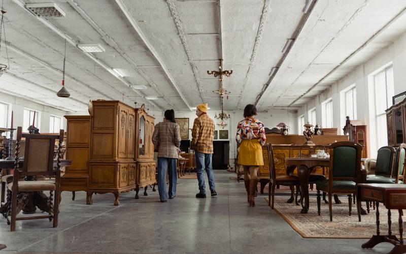 Furniture showroom interior with display pieces and room settings