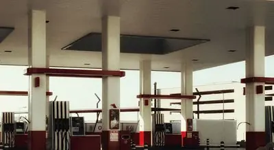 Petrol station fuel pumps