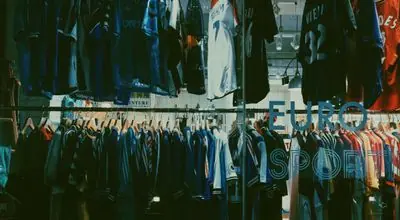 Sports shop with equipment on display